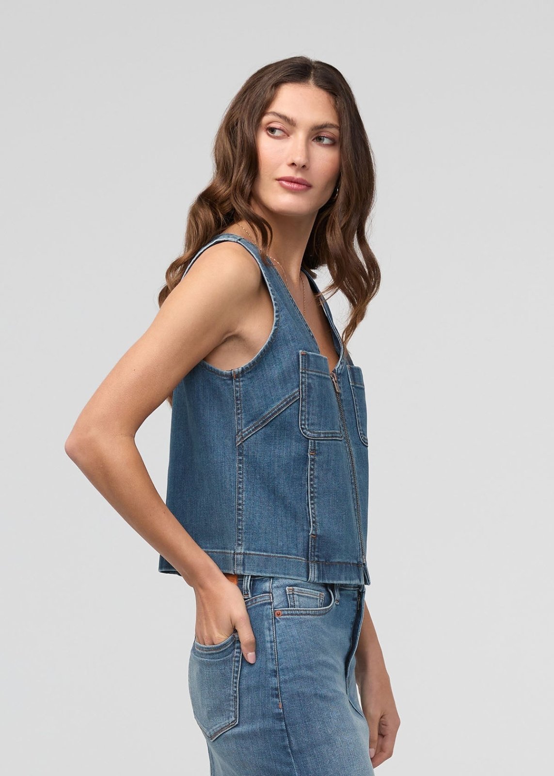 トップス FUMIKA UCHIDA NEPPED DENIM POCKET VEST WCLS4007-