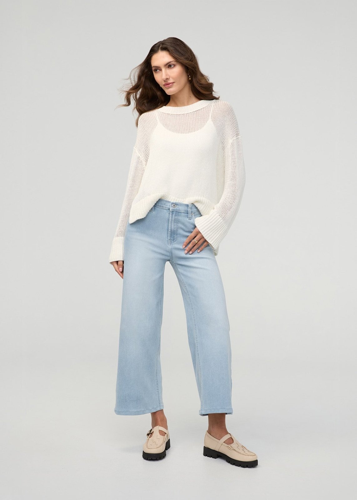 Women's Zephyr High Rise Wide Leg Crop Jeans full body