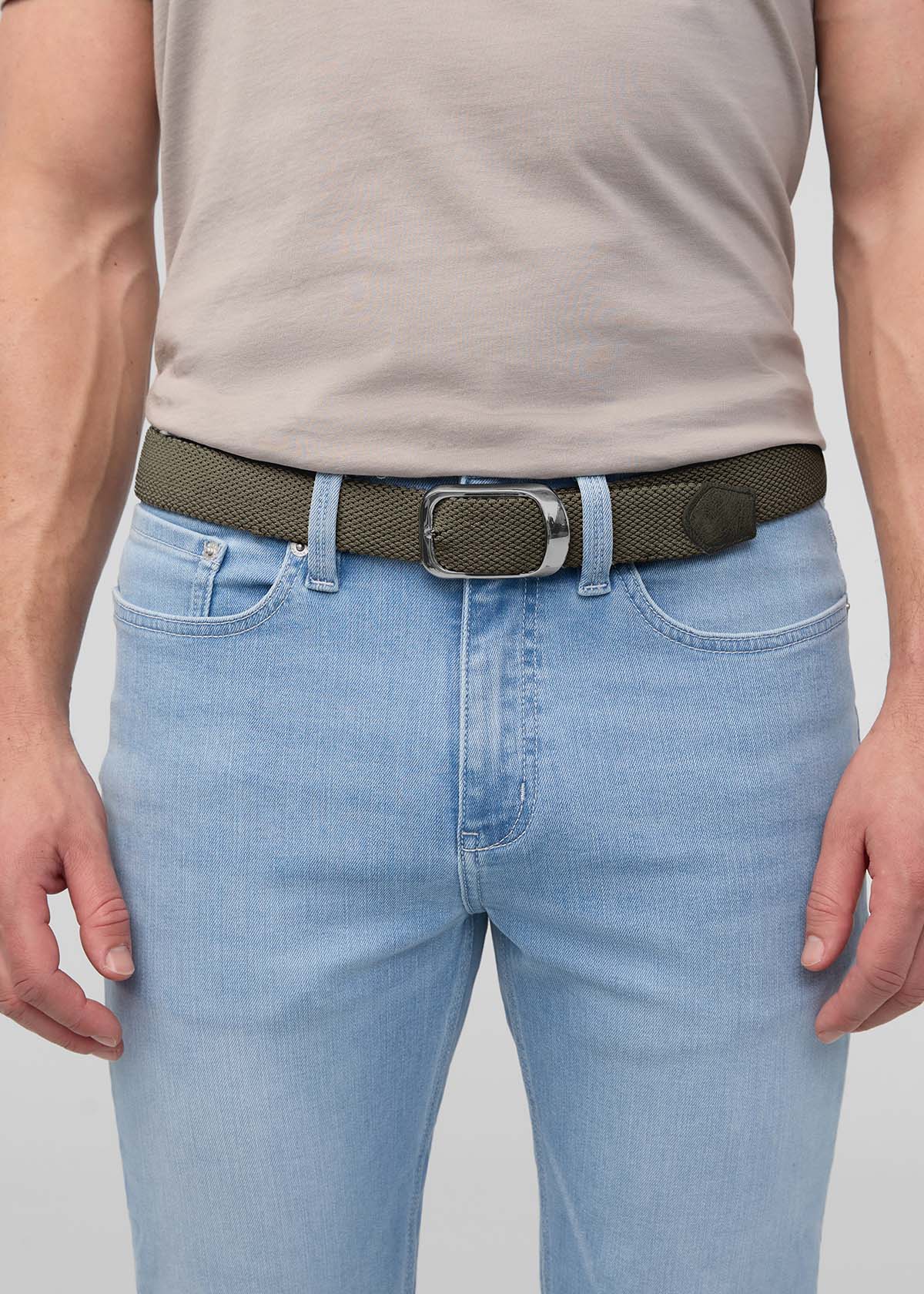 performance stretch braided green belt front