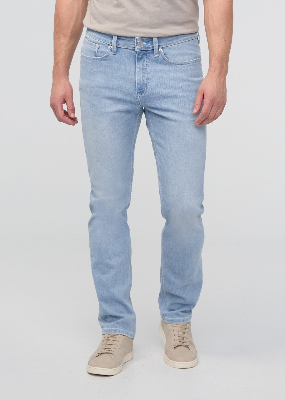 mens light blue slim straight fit stretch jeans front