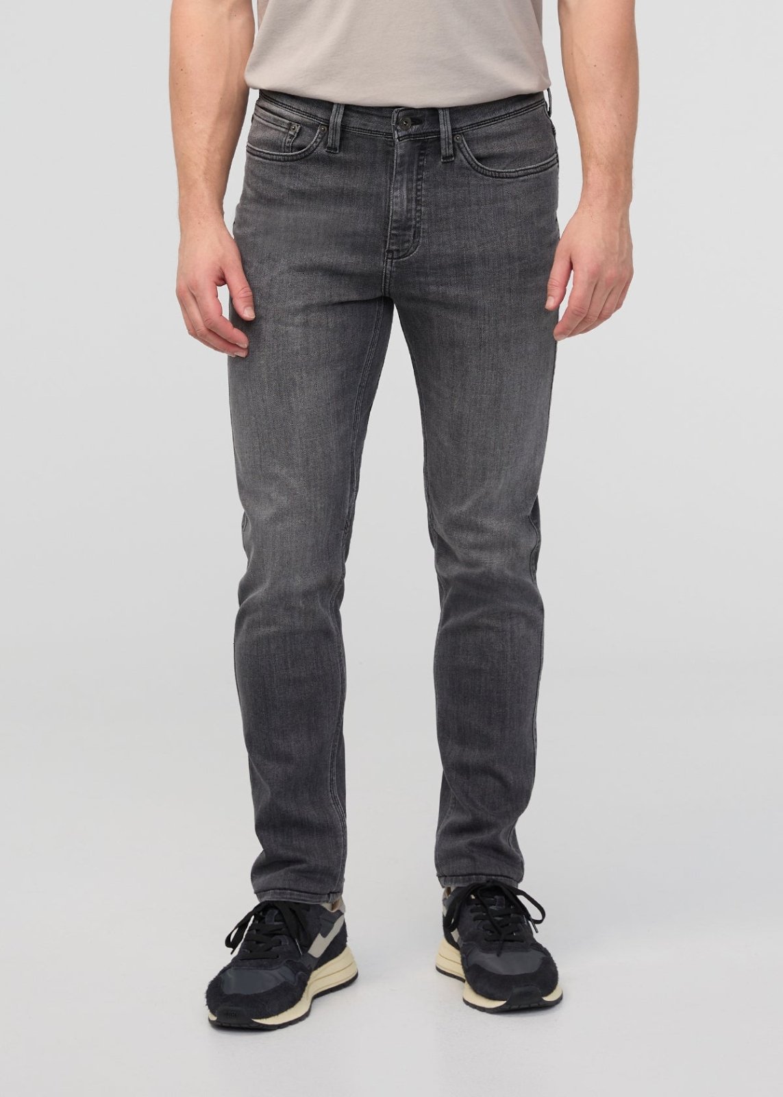 mens vintage grey slim fit stretch jeans front
