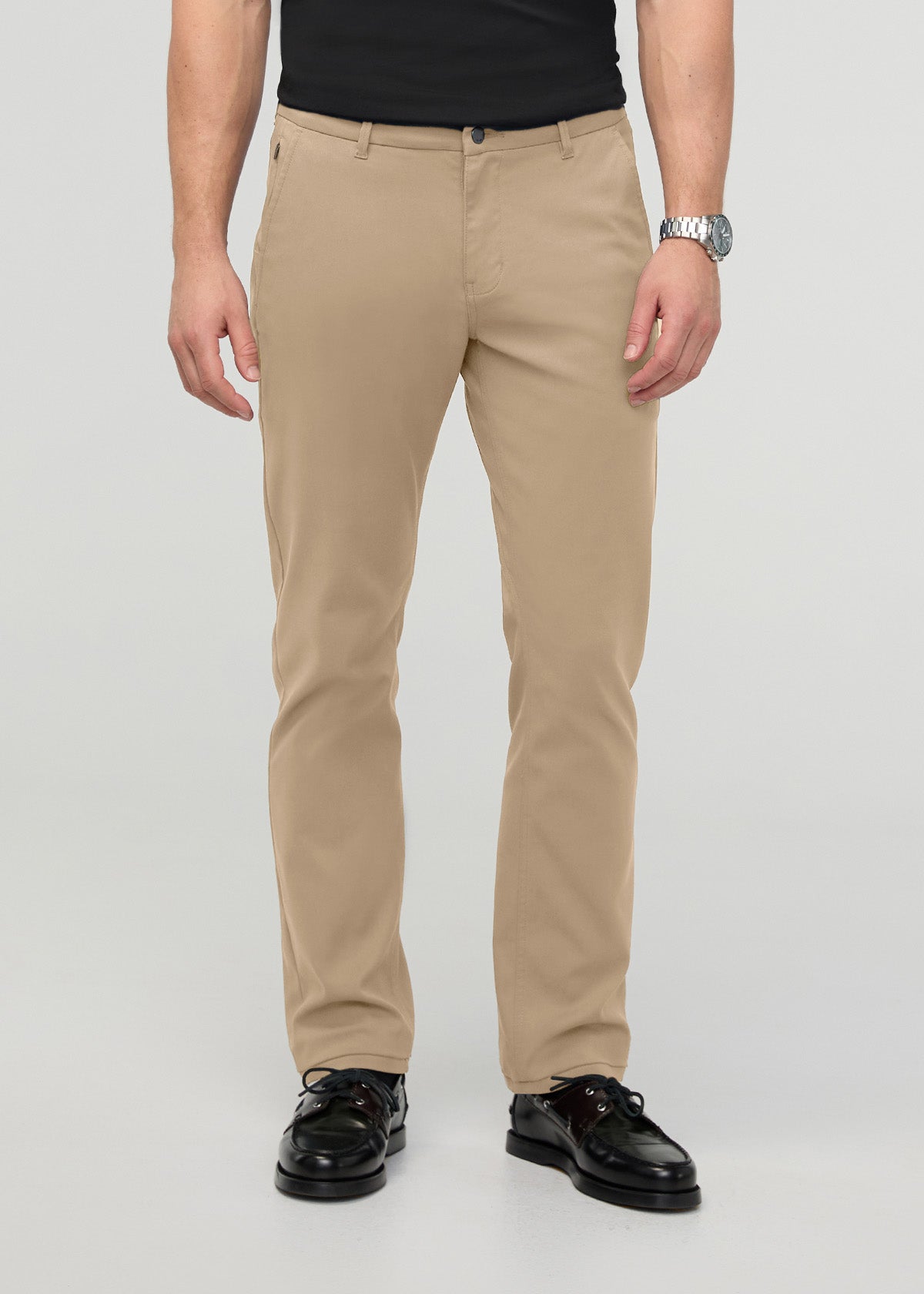 Men's Desert Khaki Slim Straight Fit Stretch Trouser front
