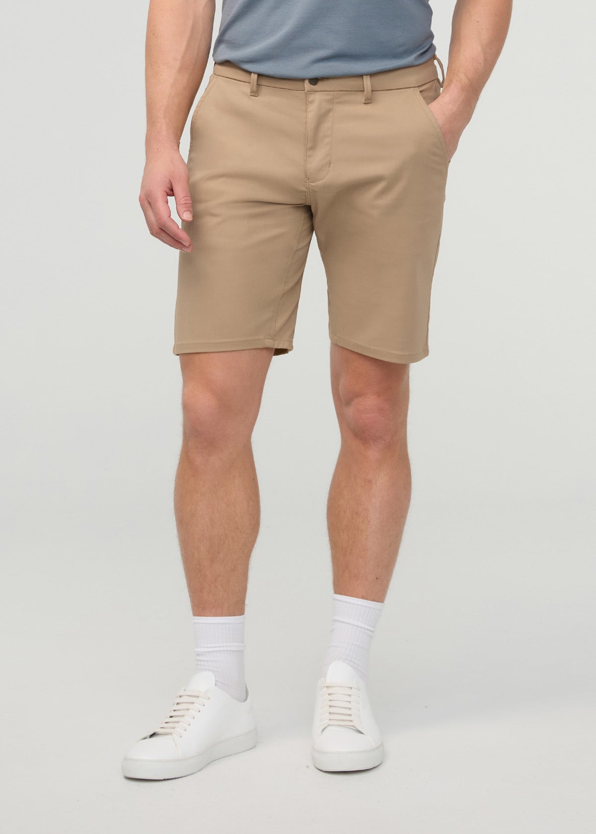 Men’s Desert Khaki Stretch Hybrid Golf Short front
