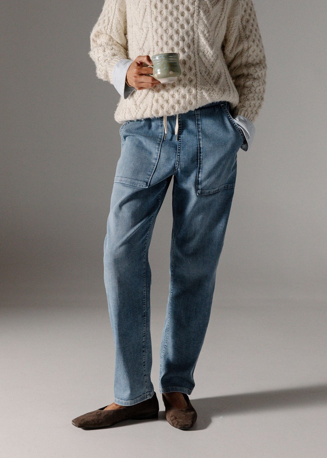 Performance Denim Lite Harbour Pant - Light Stone