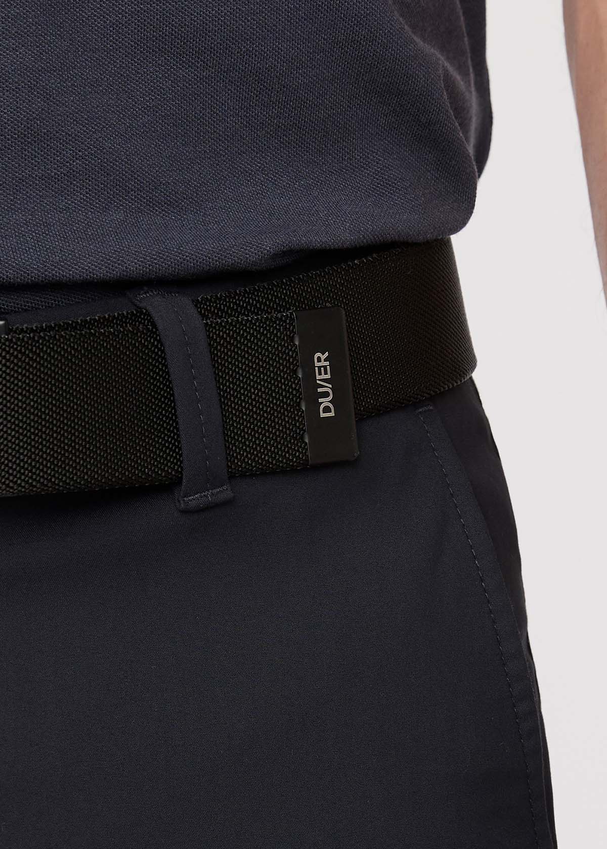 mens black and charcoal reversible stretch belt branded metal finish