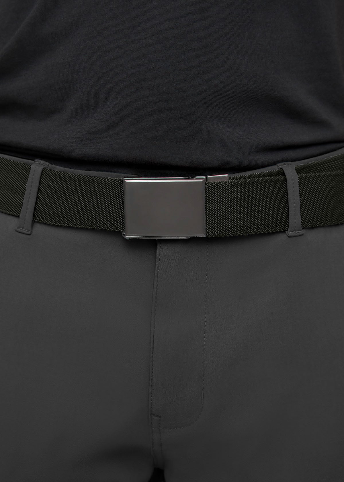 Men's Evergreen and Light Fern Reversible Stretch Belt close detail