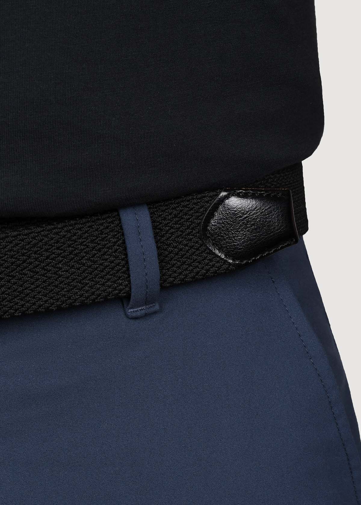 performance stretch braided black belt leather detail