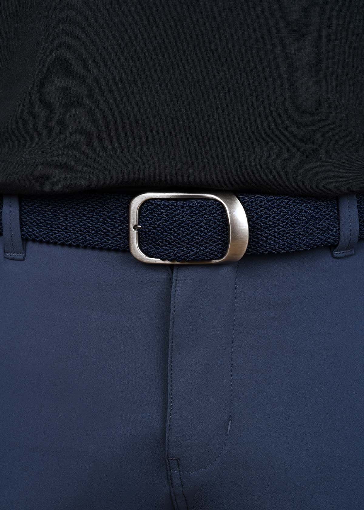 performance stretch braided navy belt buckle