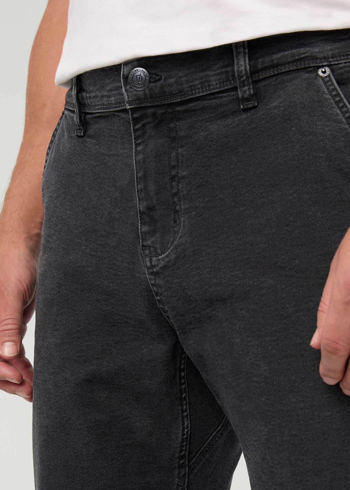 pantalon-de-menuisier-en-toile-extensible-pour-homme-noir - détail de l'avant