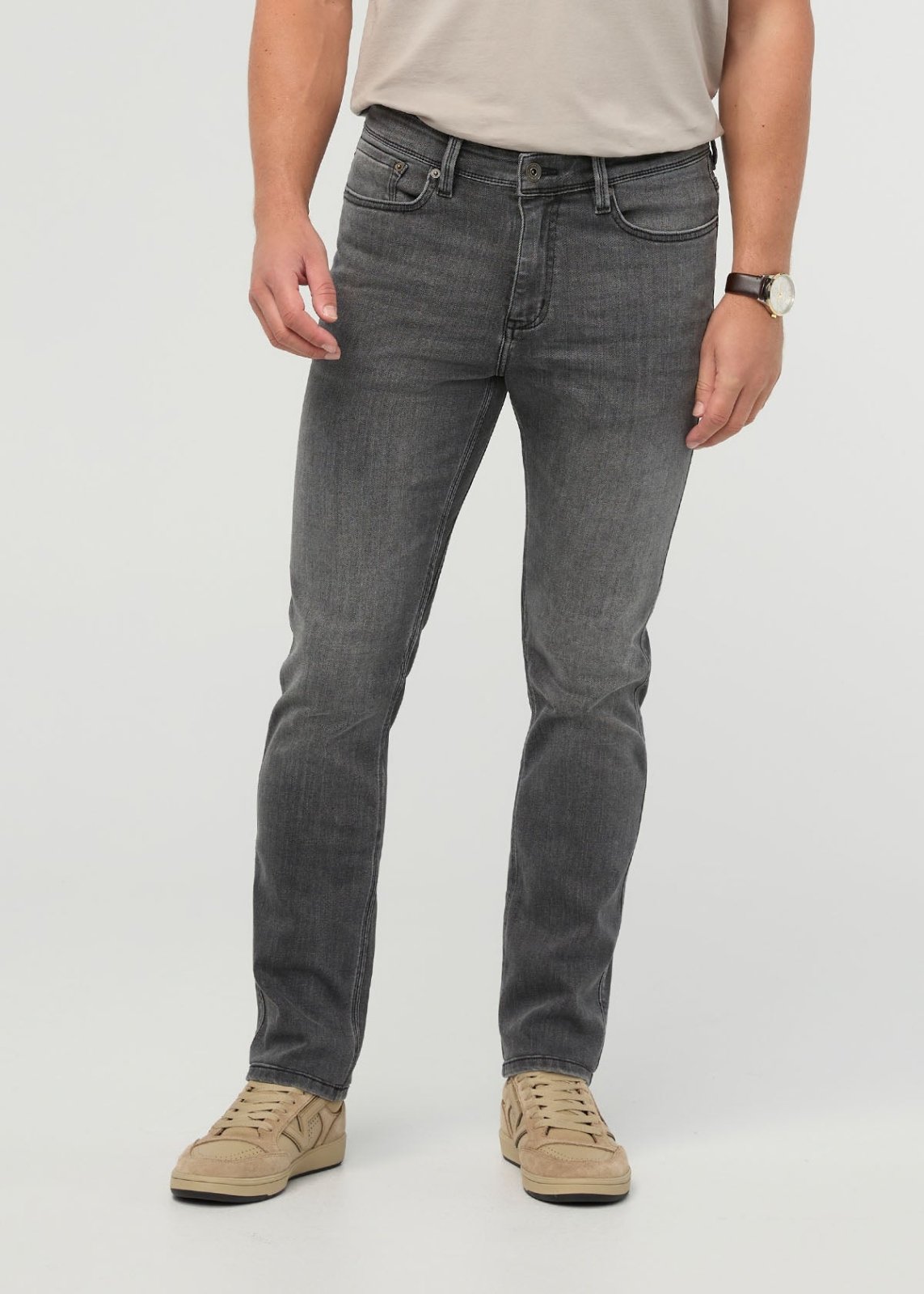 Jeans Performance pour homme, coupe slim droite, gris vintage (face avant)