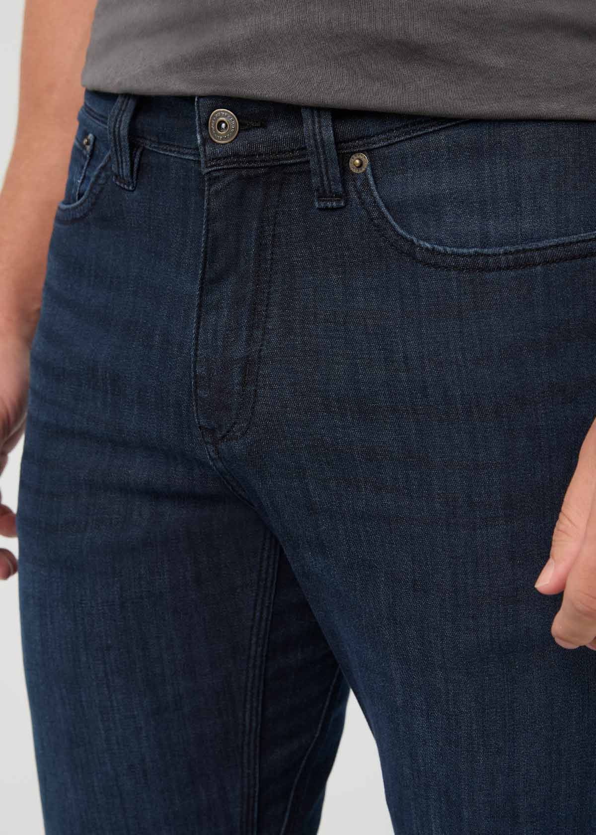 Men's Carbon Stone Performance Denim Lite Slim Straight front detail
