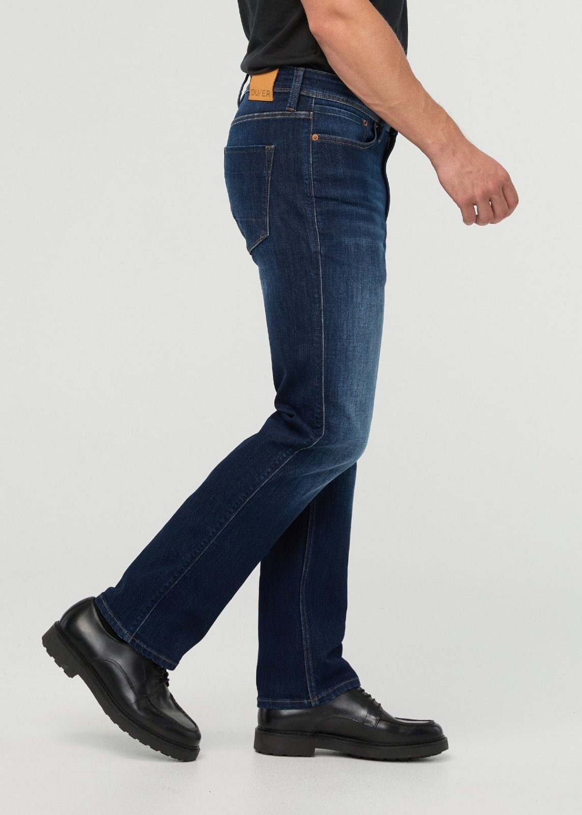 Jeans stretch Heritage Indigo coupe droite pour homme - vue de profil