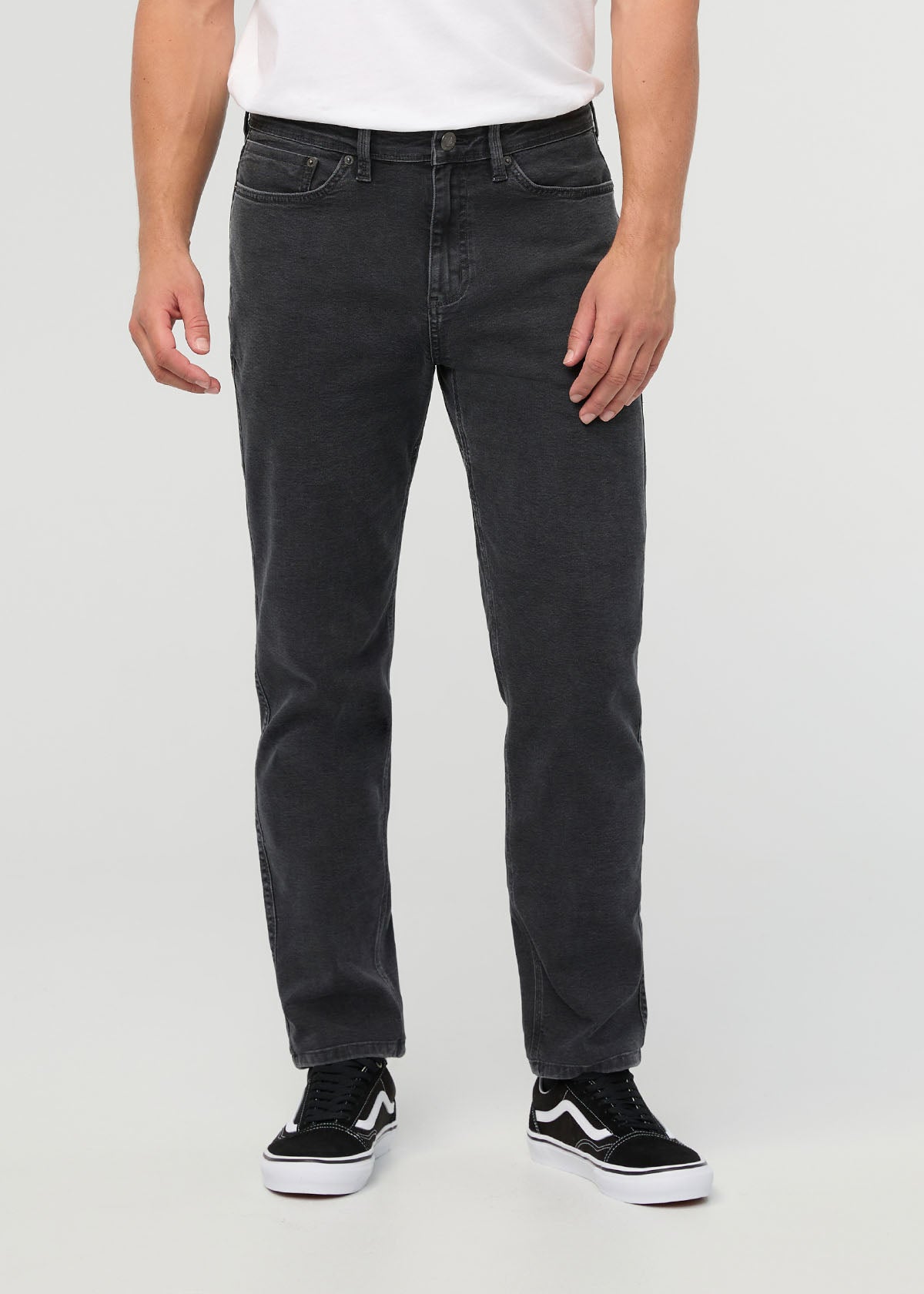 pantalon-homme-en-toile-extensible-coupe-ample-effilée-noir - face avant