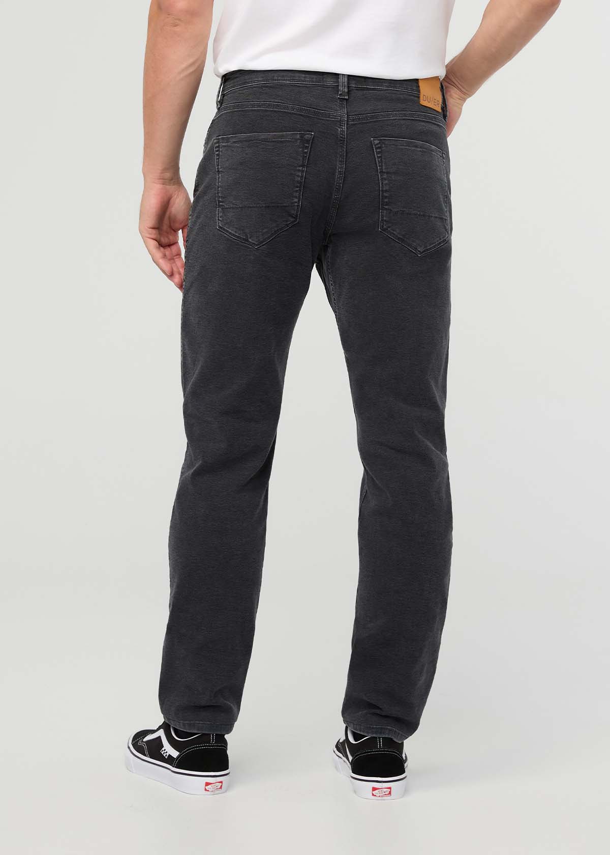 pantalon-homme-en-toile-extensible-coupe-ample-conique-noir - verso