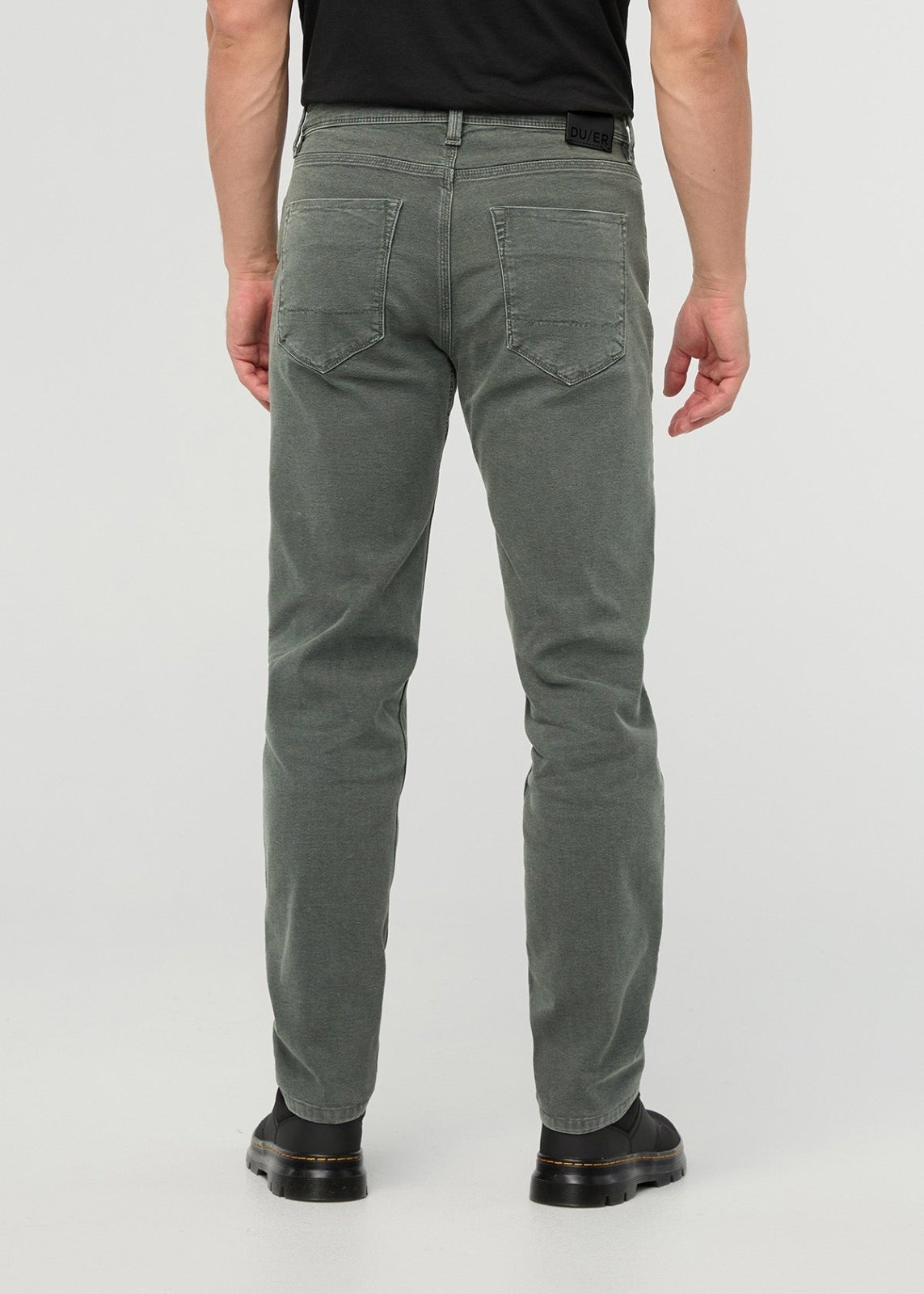 pantalon-homme-en-toile-extensible-coupe-ample-et-effilée-couleur-thym - dos