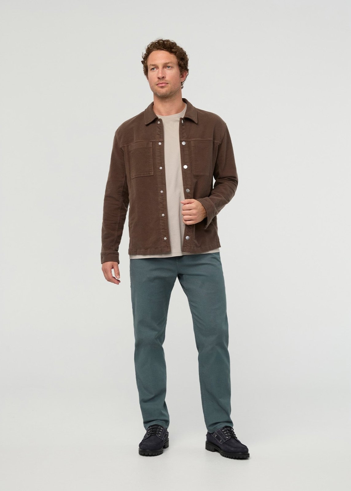 pantalon-de-charpentier-en-toile-extensible-pour-homme-teint-en-pièce-bleu-ardoise ftont full body
