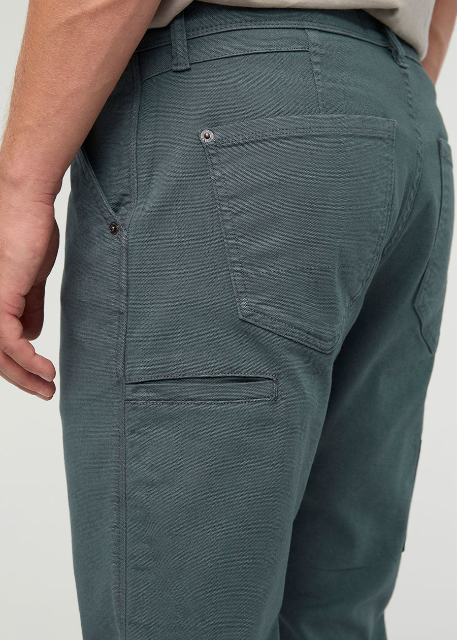 pantalon-de-menuisier-en-toile-extensible-pour-homme-teint-en-pièce-bleu-ardoise - détail de la poche gauche