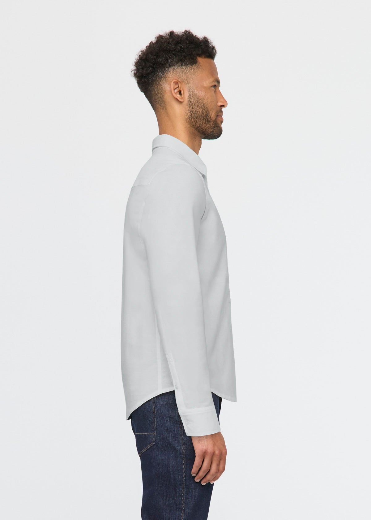 Men's Light Blue Stretch Button Down Shirt Side