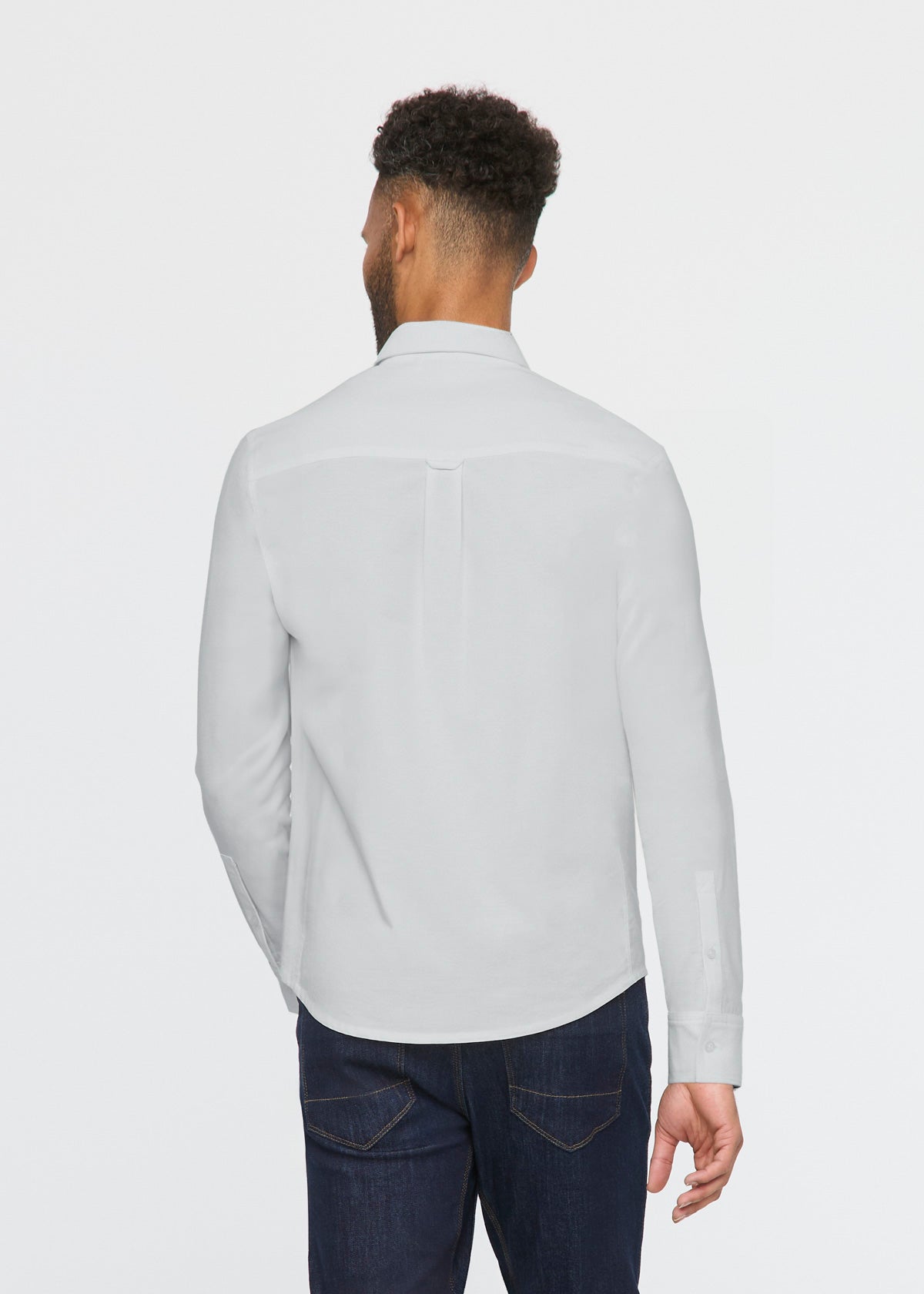 Men's Light Blue Stretch Button Down Shirt Back