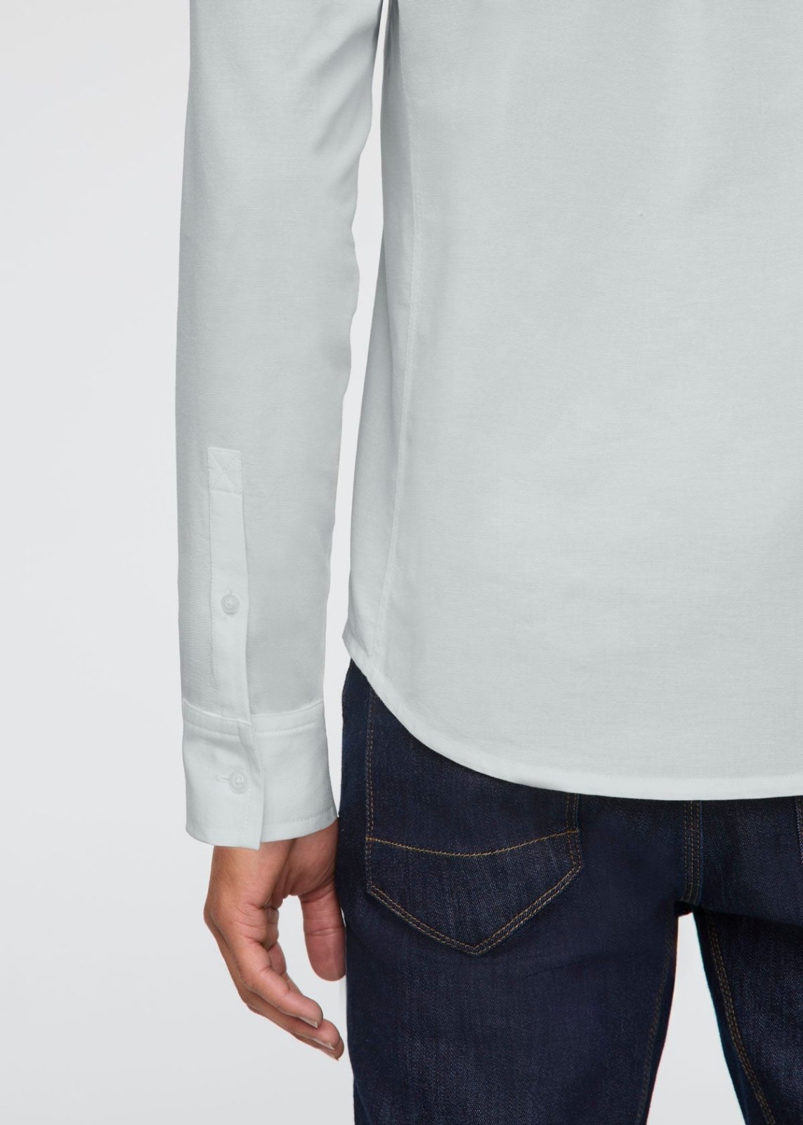 Men's Light Blue Stretch Button Down Shirt Back Detail