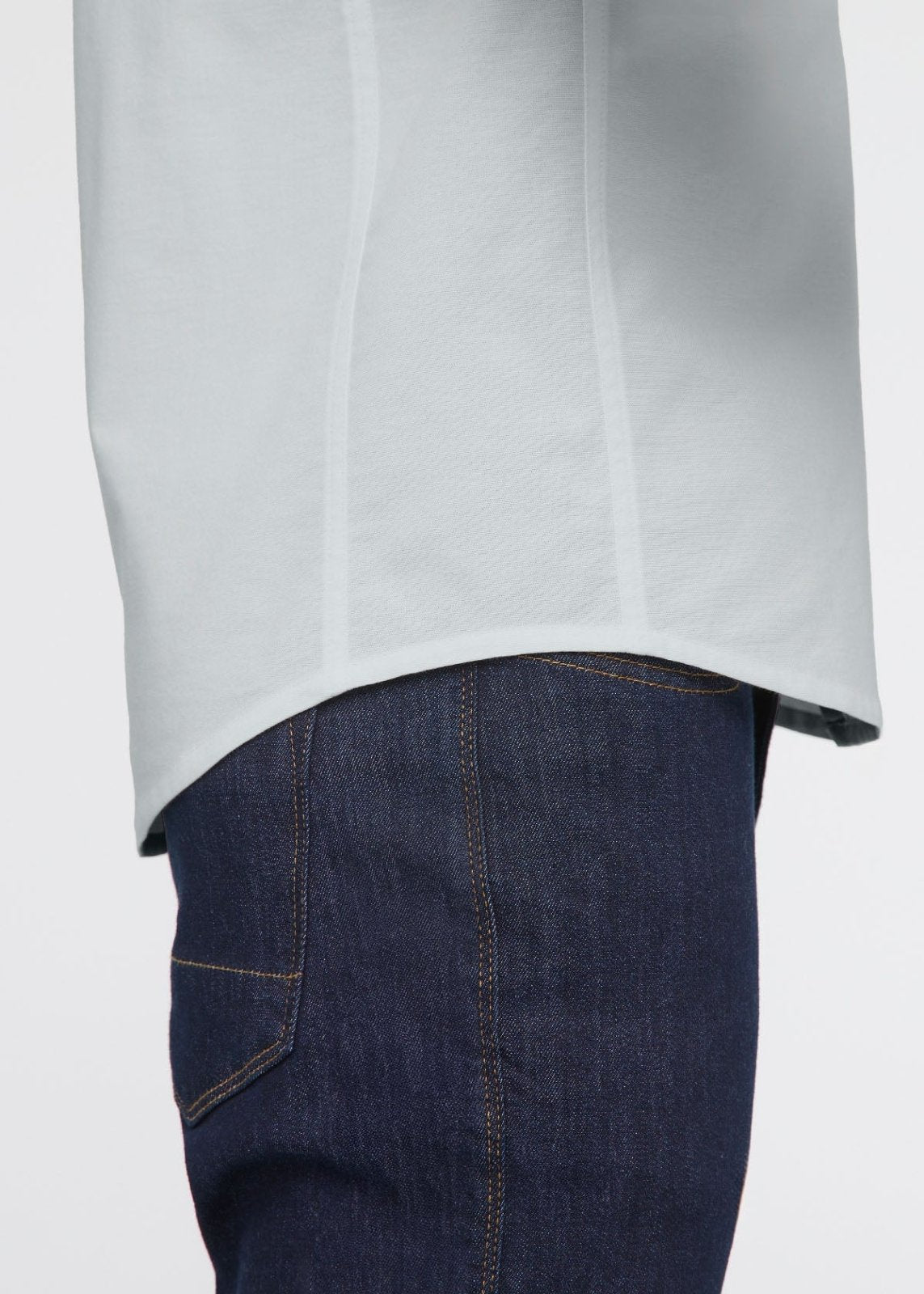 Men's Light Blue Stretch Button Down Shirt Side Detail