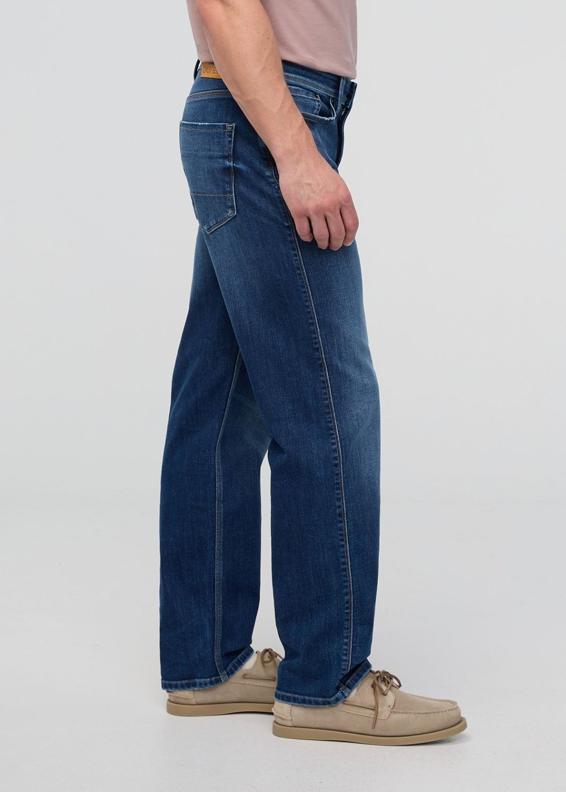 mens prairie indigo relaxed straight fit stretch jeans side