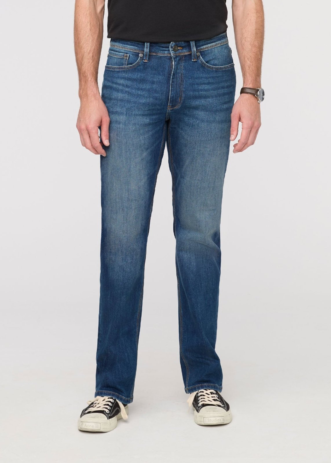 Hommes Dustbowl Blue Straight Fit Stretch Jeans Front