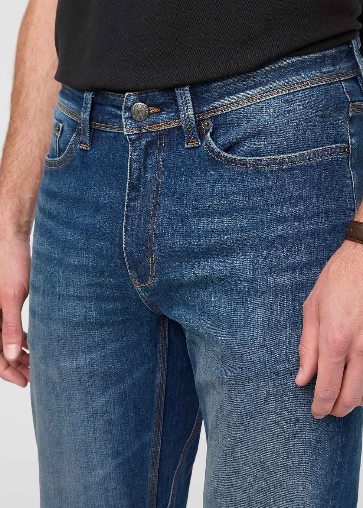 Hommes Dustbowl Blue Straight Fit Stretch Jeans Front Detail