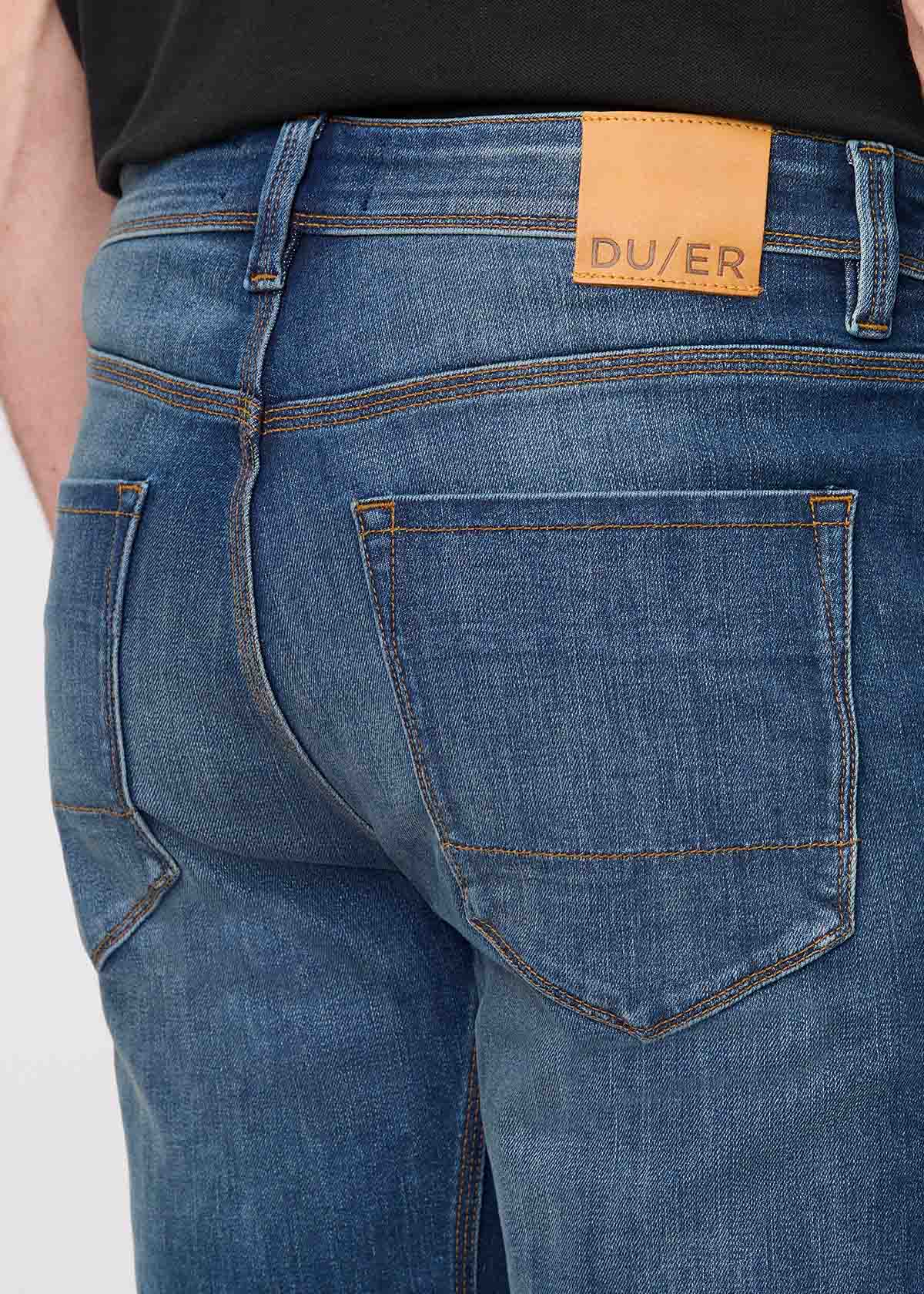Hommes Dustbowl Blue Straight Fit Stretch Jeans Back Detail