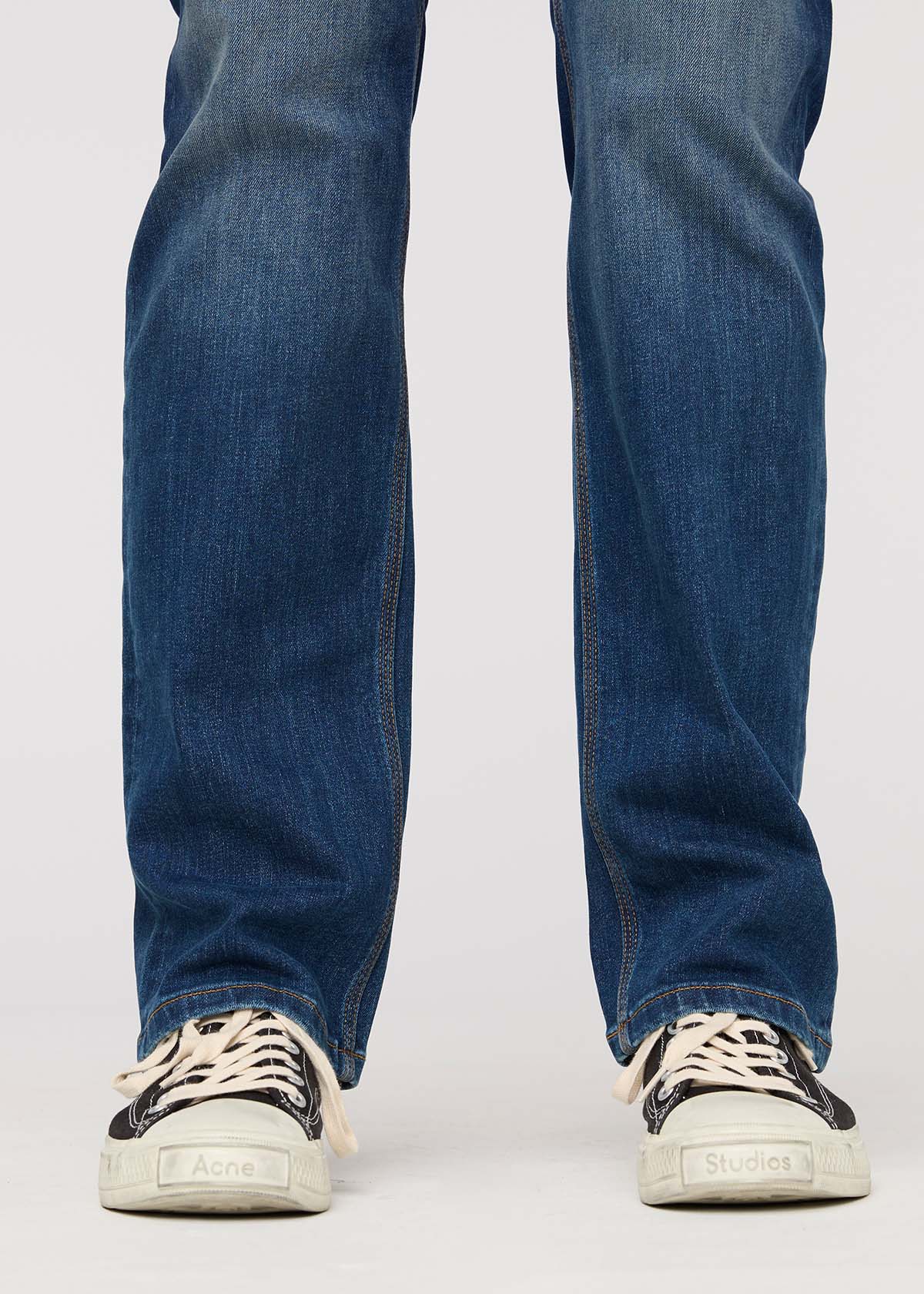 Hommes - Dustbowl Blue Straight Fit Stretch Jeans Cuff Detail