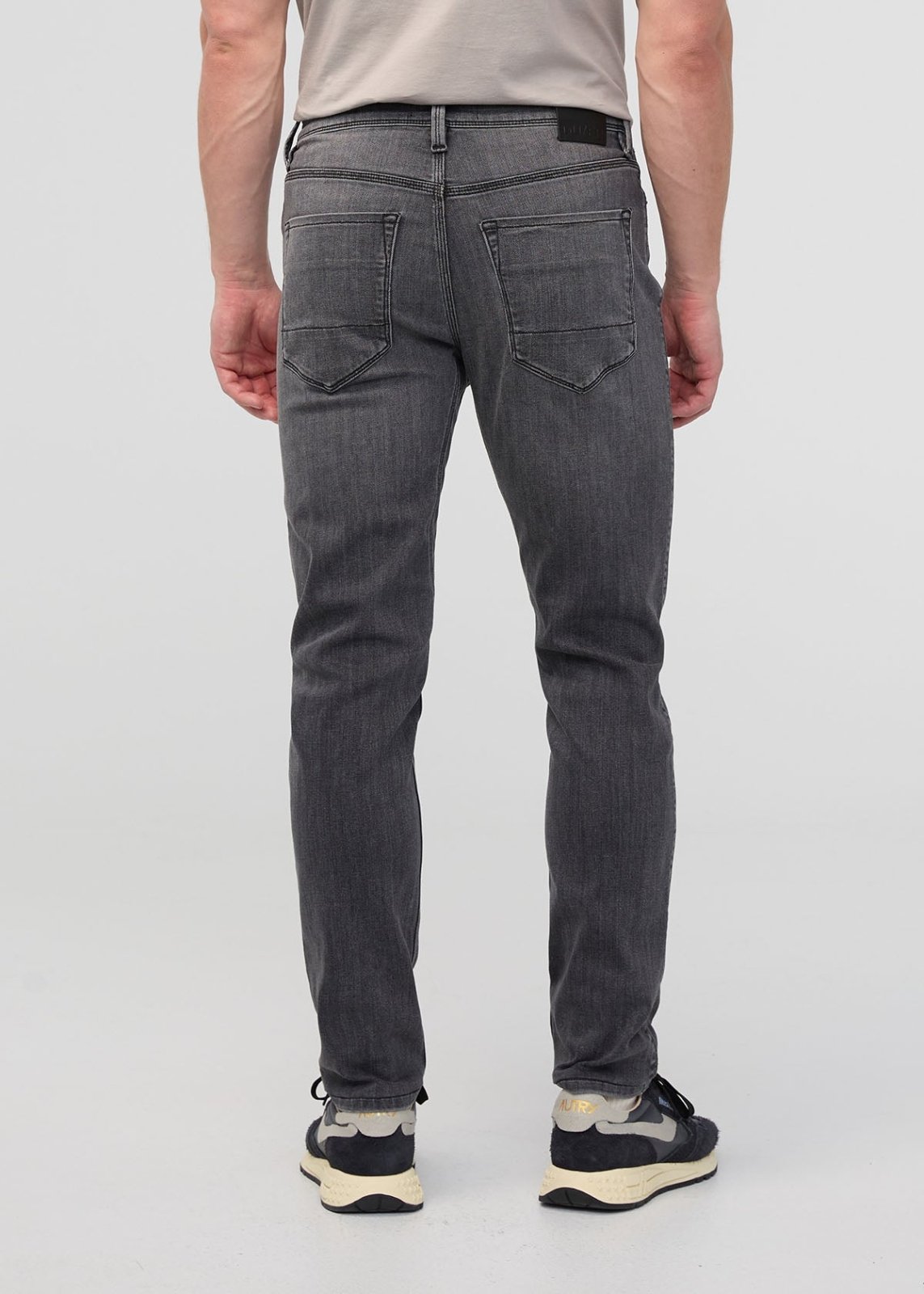 mens vintage grey slim fit stretch jeans back