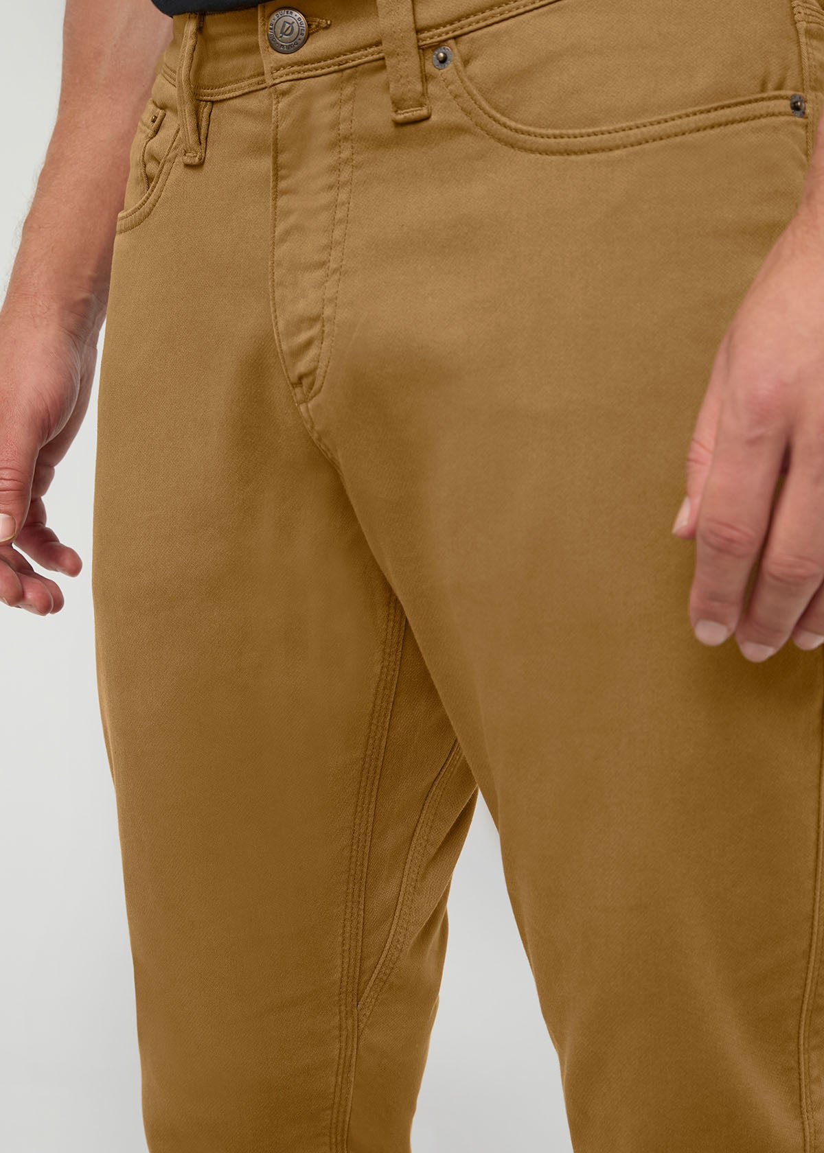 Men's Caramel Relaxed Fit Dress Sweatpant front gusset detail