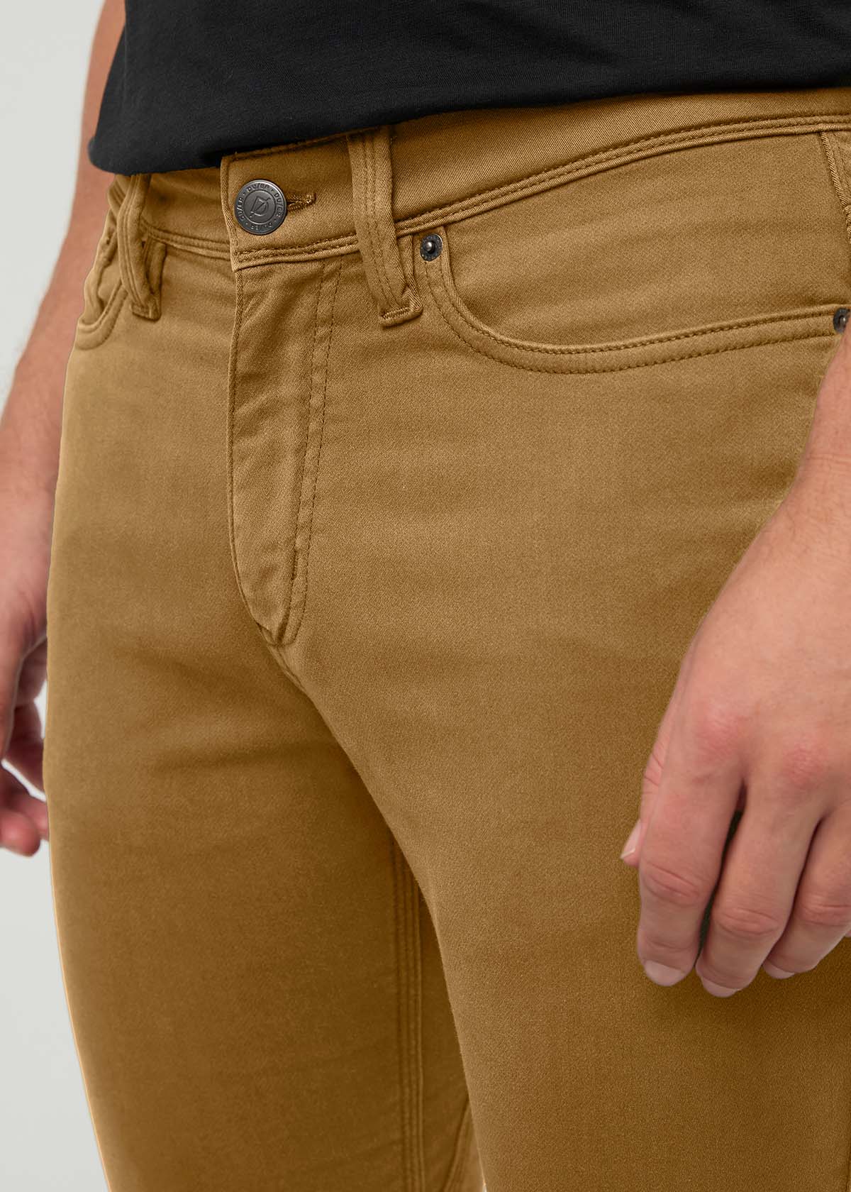 Men's Caramel Slim Straight Fit Dress Sweatpant front close up