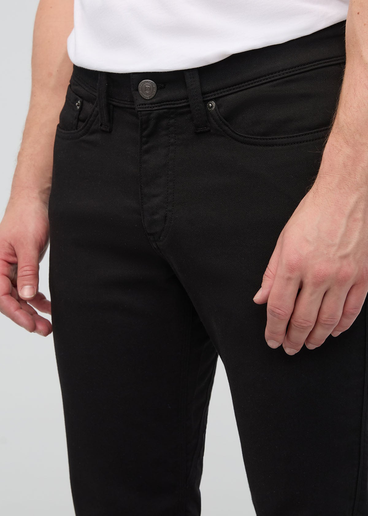 mens slim straight black dress sweatpant front waistband