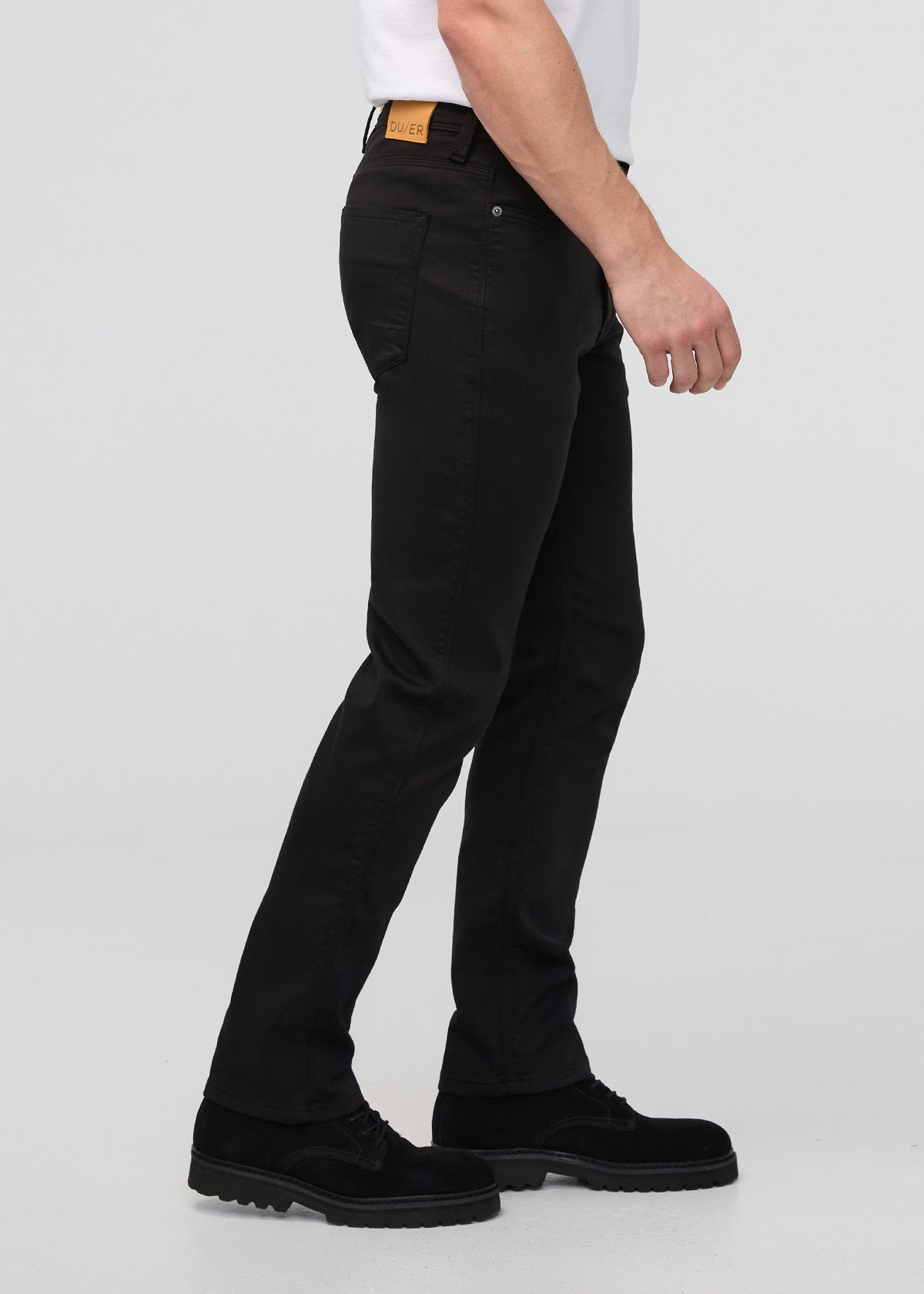 mens slim straight black dress sweatpant side