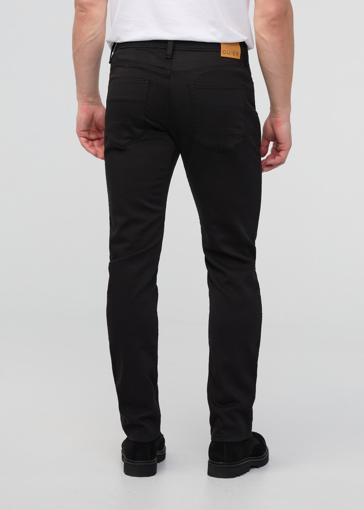 mens slim straight black dress sweatpant back