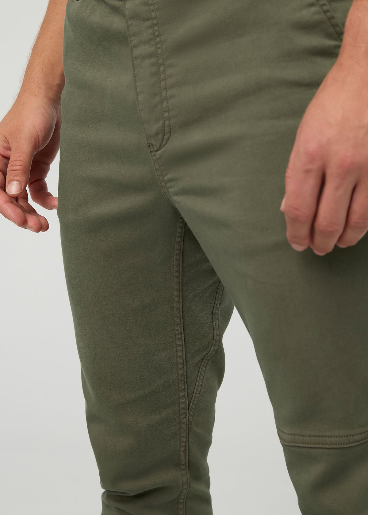 Men's Eucalyptus Athletic Jogger front  gusset detail