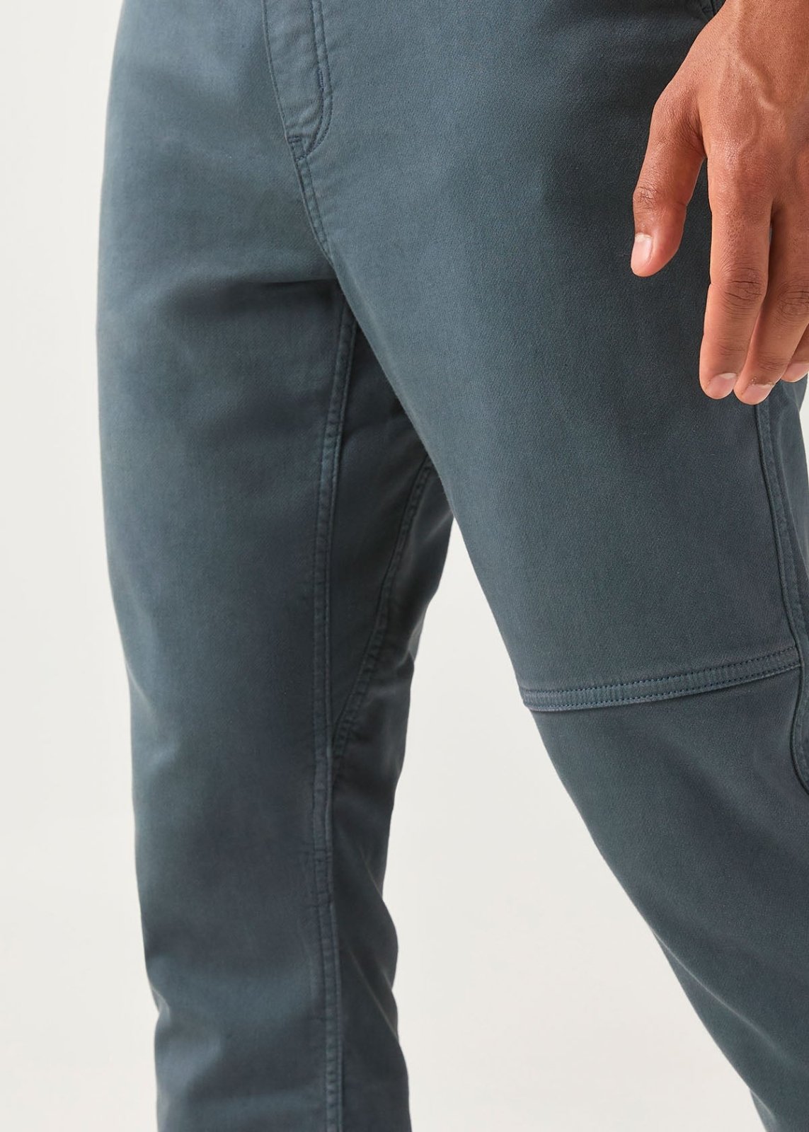 Men's Slate Blue Athletic Jogger front gusset detail