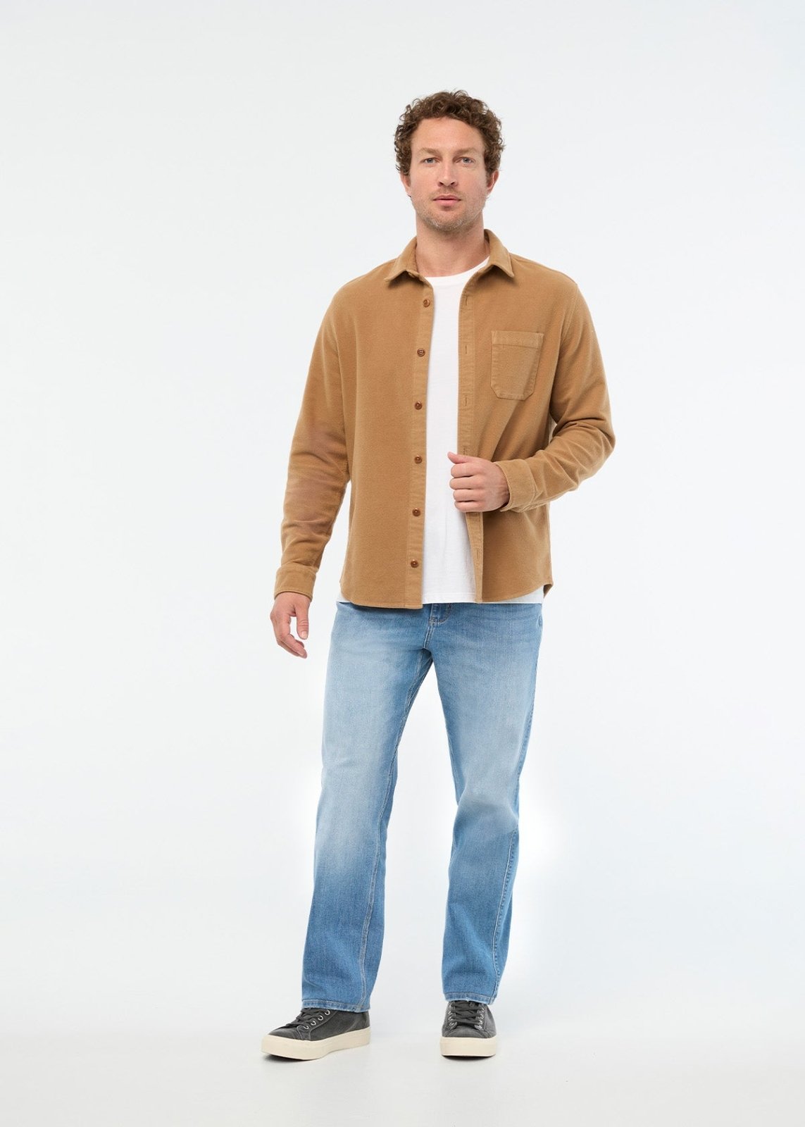 mens-no-sweat-moleskin-overshirt-caramel front full body