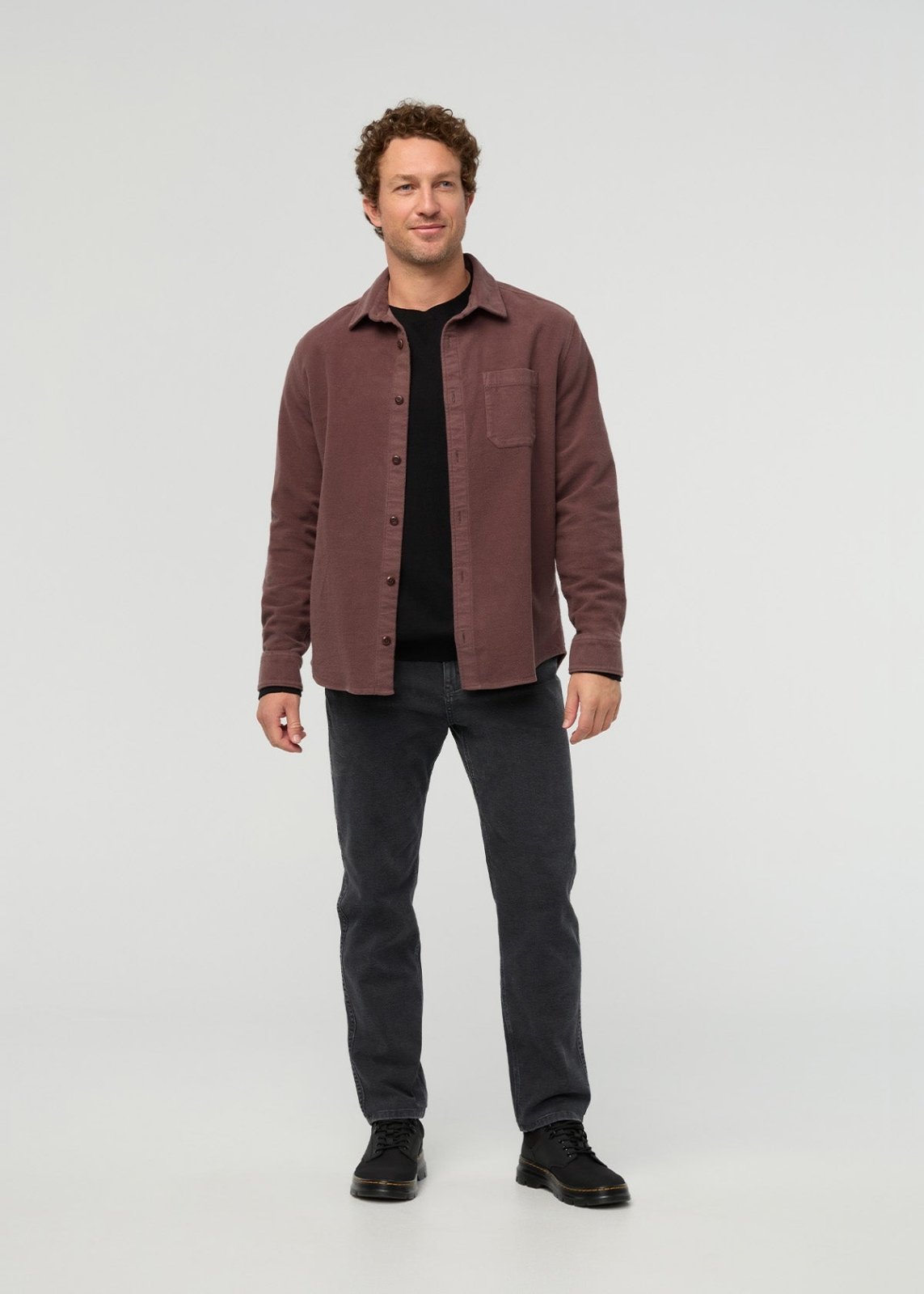 mens-no-sweat-moleskin-overshirt-chestnut full front body