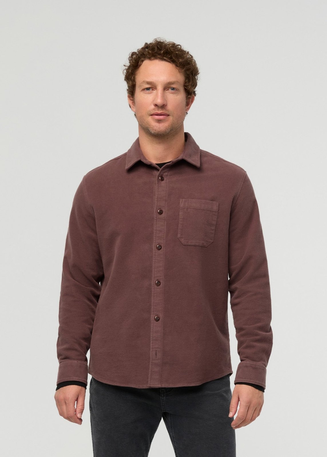 mens-no-sweat-moleskin-overshirt-chestnut front