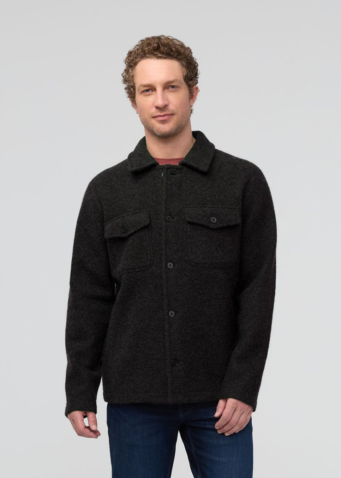Men's Black ThermaSoft Merino Field Shirt front