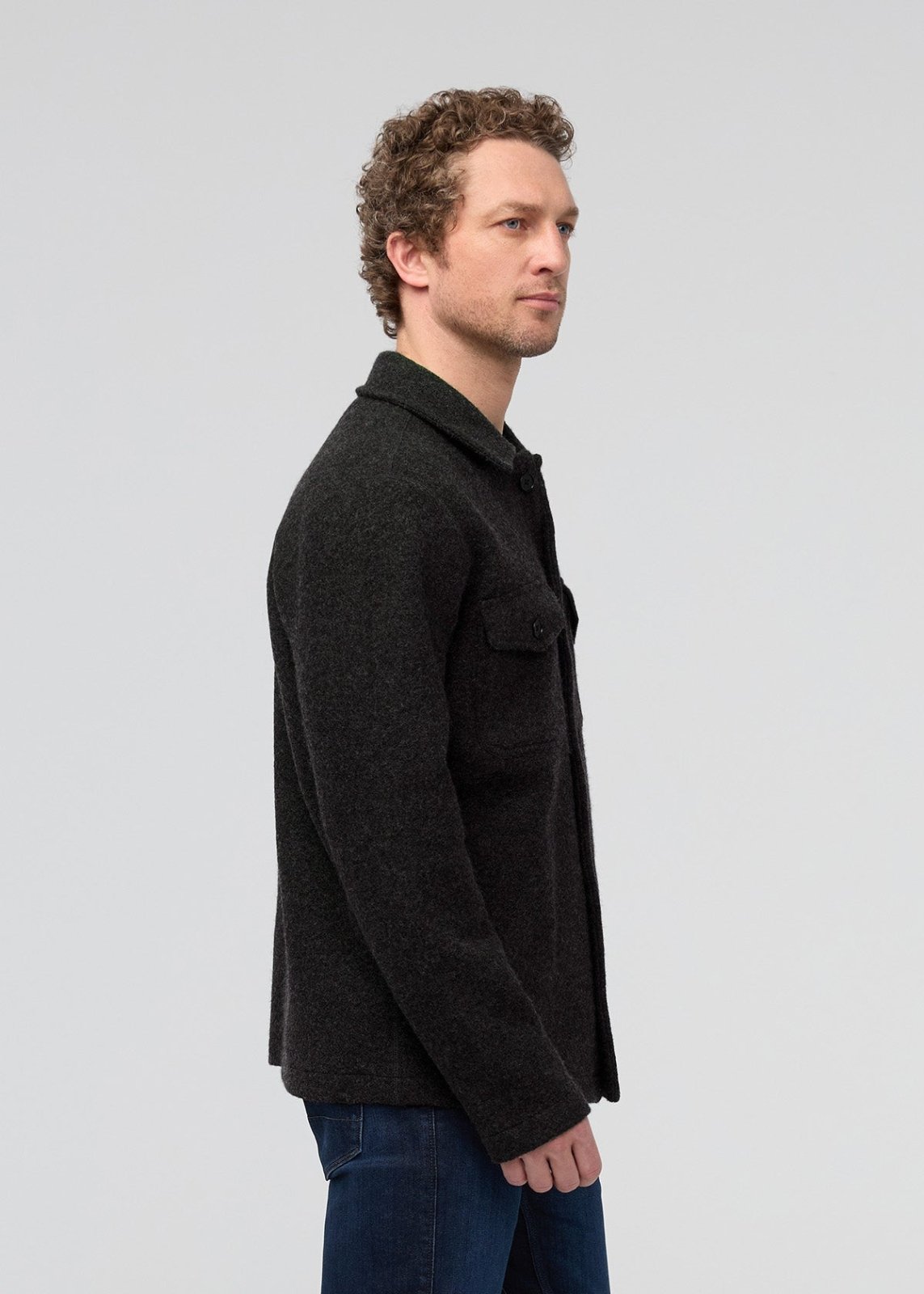 Men's Black ThermaSoft Merino Field Shirt side