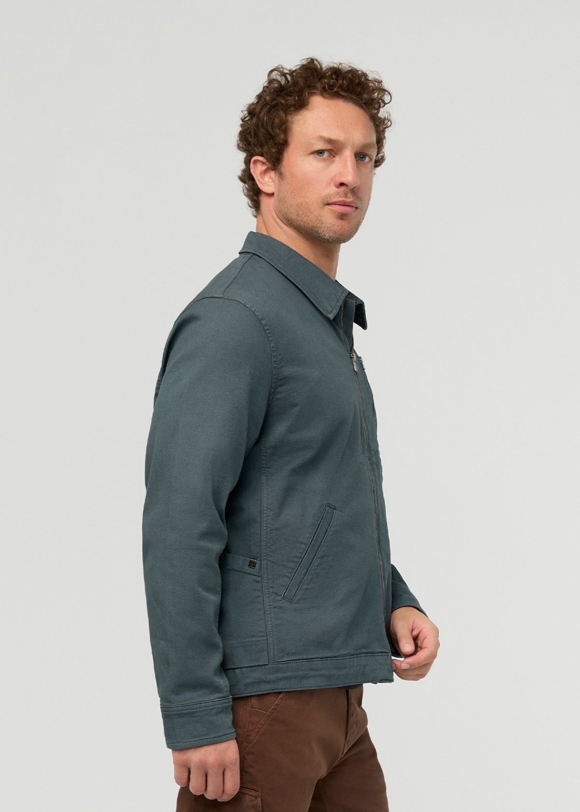 mens-stretch-canvas-utility-jacket-garment-dye-slate-blue side