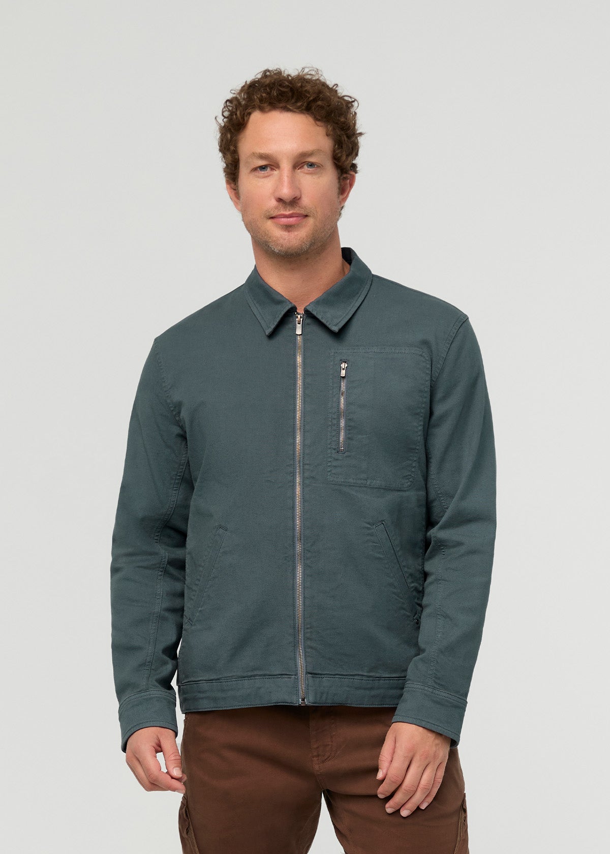 veste-utility-en-toile-extensible-pour-homme-teinte-en-pièce-bleu-ardoise - face avant