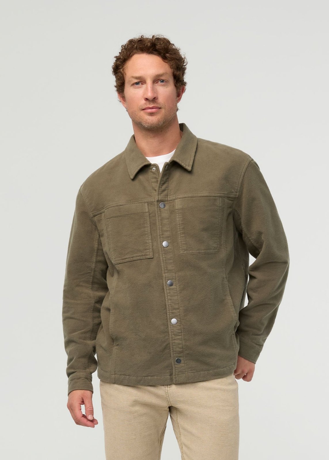 mens-no-sweat-moleskin-jacket-kelp front 