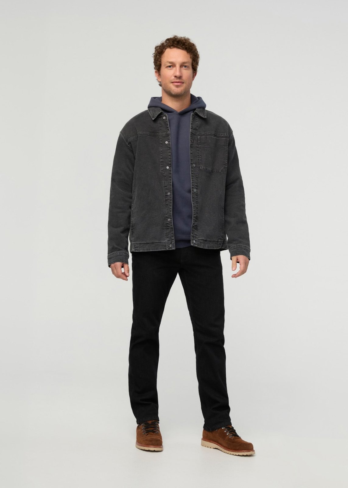 veste-de-travail-en-toile-extensible-pour-homme-noire - vue de face en pied