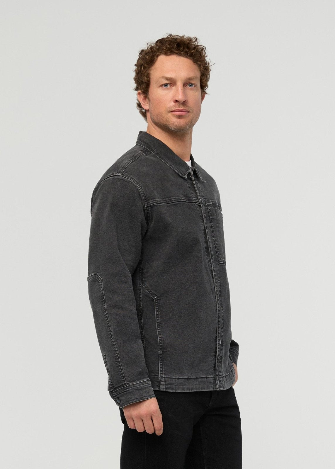 veste-de-travail-en-toile-extensible-pour-homme-noire - côté