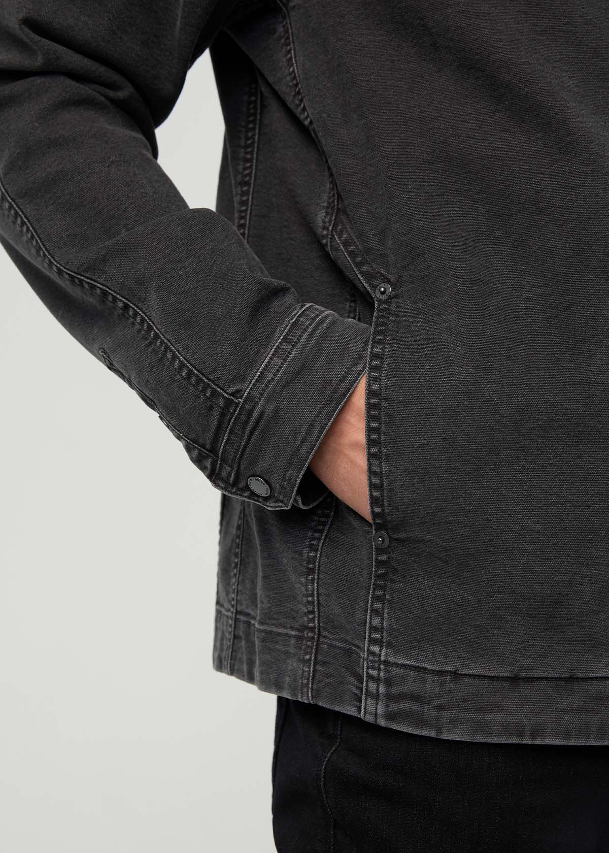 Veste de travail en toile extensible pour homme, noire – Détail de la poche avant droite