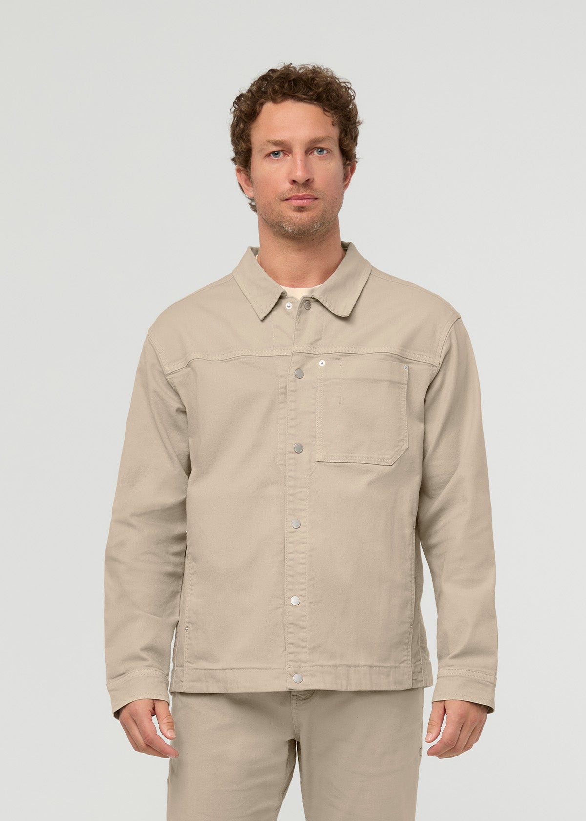 veste-de-travail-en-toile-extensible-pour-homme-teinture-dans-la-masse-couleur-sable - face avant